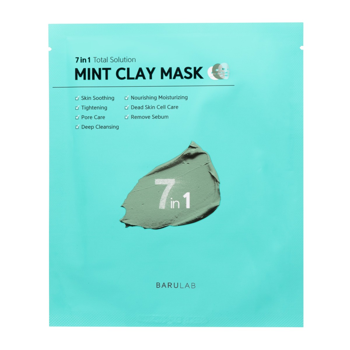 Máscara de tecido purificante com argila e extrato de menta - Barulab | MiiN Cosmetics